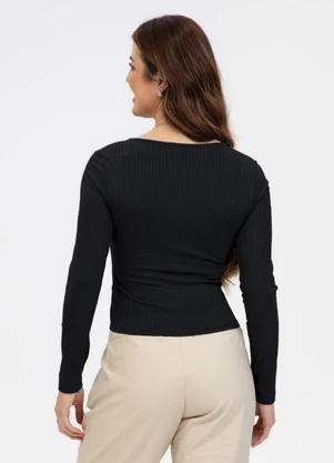 Habana - Blusa em Canelado Preto - HABANA