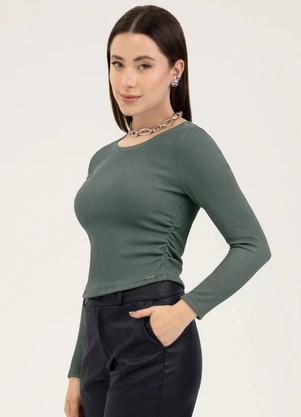 Cativa - Blusa em Canelado  Verde - CATIVA