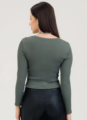 Cativa - Blusa em Canelado  Verde - CATIVA