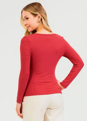 Cativa - Blusa em Canelado Vermelho - CATIVA