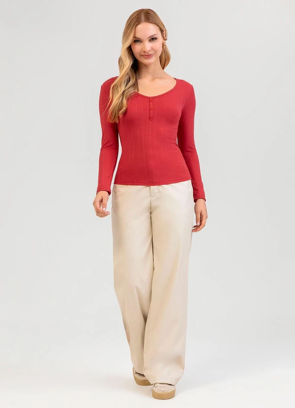 Cativa - Blusa em Canelado Vermelho 3