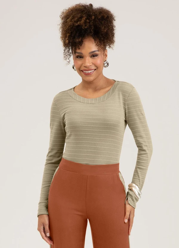 Cativa - Blusa em Cotton Marrom Claro