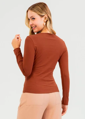 Cativa - Blusa em Cotton Marrom - CATIVA