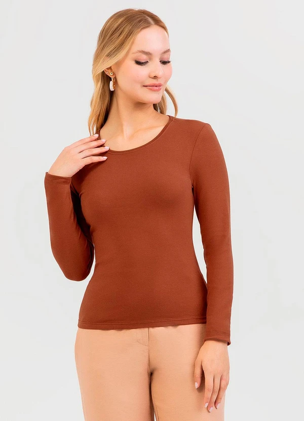 Cativa - Blusa em Cotton Marrom 1