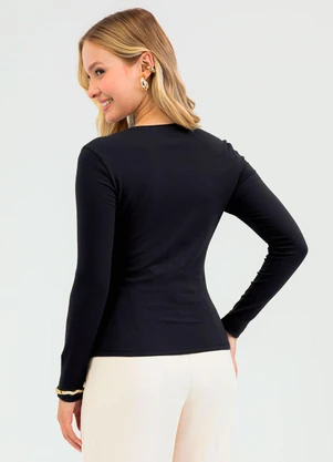 Cativa - Blusa em Cotton Preto - CATIVA