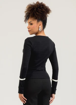Cativa - Blusa em Cotton  Preto - CATIVA
