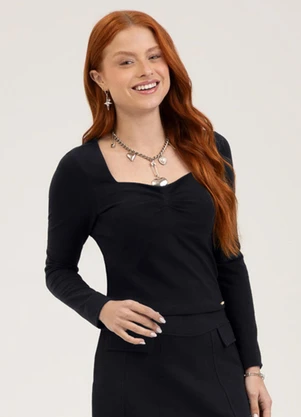 Cativa You - Blusa em Cotton  Preto - CATIVA YOU