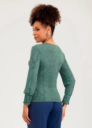 Cativa - Blusa em Crepe  Verde - CATIVA