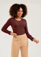 Cativa - Blusa em Crepe  Verde - variação: Marrom Escuro
