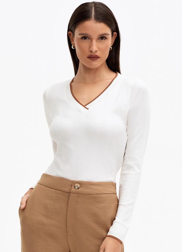 Principessa - Blusa em Malha Canelada Deisiane Off White 1