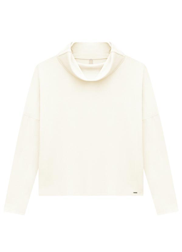 Lunender - Blusa em Malha com Gola Diferenciada Off White