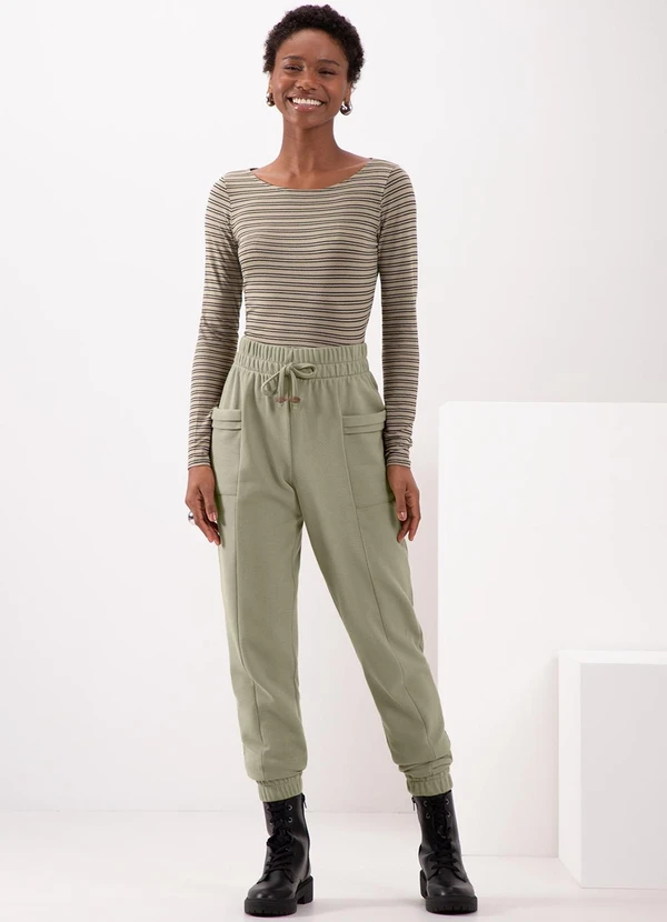 Lunender - Blusa em Malha Crepe Listrada Verde 3