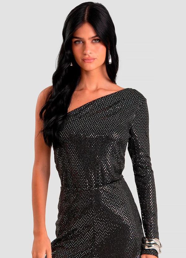 Dianna - Blusa em Malha Lantejoula Preto