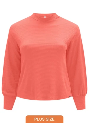 Lunender Mais Mulher - Blusa em Malha Texturizada  Laranja - LUNENDER MAIS MULHER