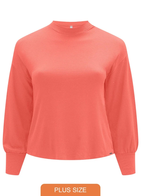 Lunender Mais Mulher - Blusa em Malha Texturizada Laranja