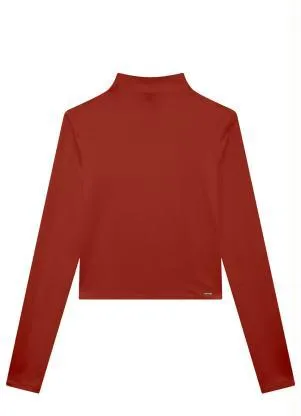 Lunender - Blusa em Malha Viscose com Gola Alta Vermelho - LUNENDER