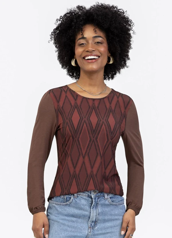 Habana - Blusa em Misturinha Marrom Escuro