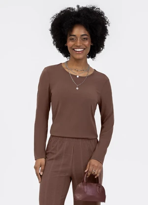 Habana - Blusa em Misturinha Marrom Escuro - HABANA