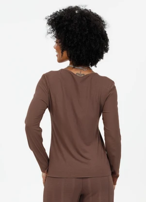 Habana - Blusa em Misturinha Marrom Escuro - HABANA