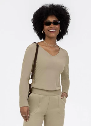 Habana - Blusa em Misturinha Marrom  - HABANA