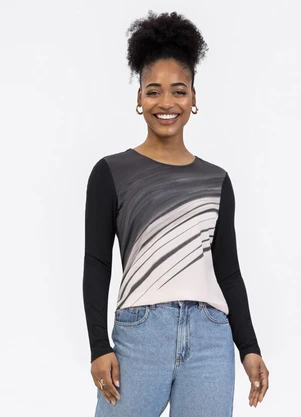 Habana - Blusa em Misturinha Preto - HABANA