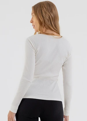 Just Basic - Blusa em Ribana Canelada Off White - JUST BASIC