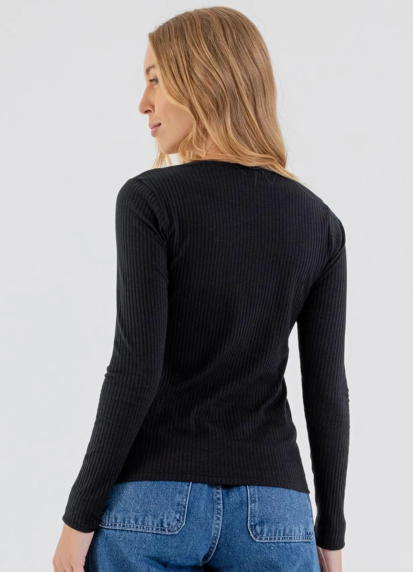 Just Basic - Blusa em Ribana Canelada Preto 2