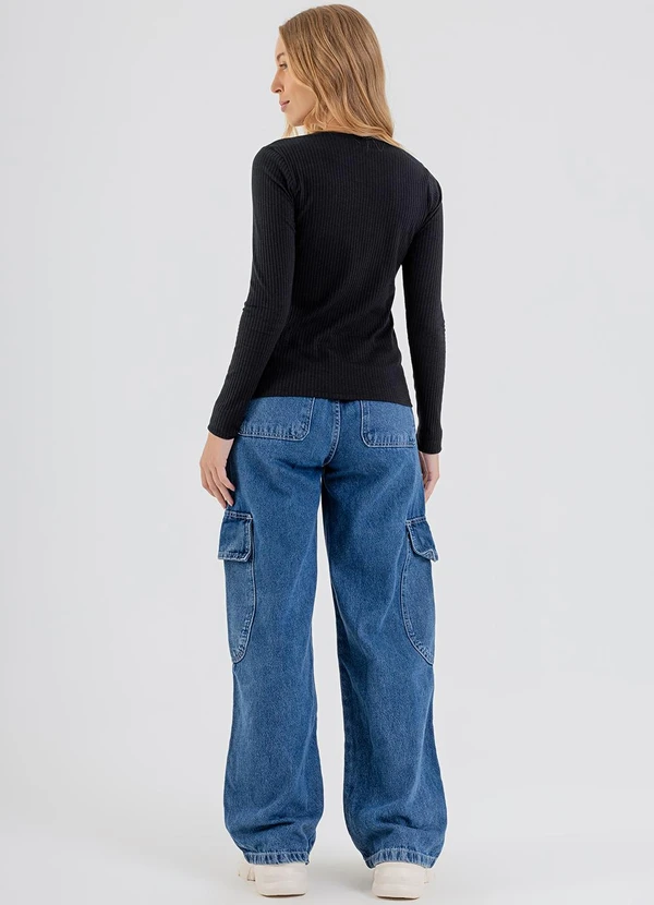 Just Basic - Blusa em Ribana Canelada Preto 4