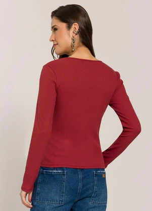 Sofie - Blusa em Ribana Decote V Vermelho - SOFIE