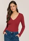 Sofie - Blusa em Ribana Decote V Vermelho - variação: Vermelho