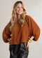 Lunender - Blusa em Tecido Plissado Marrom - variação: Marrom
