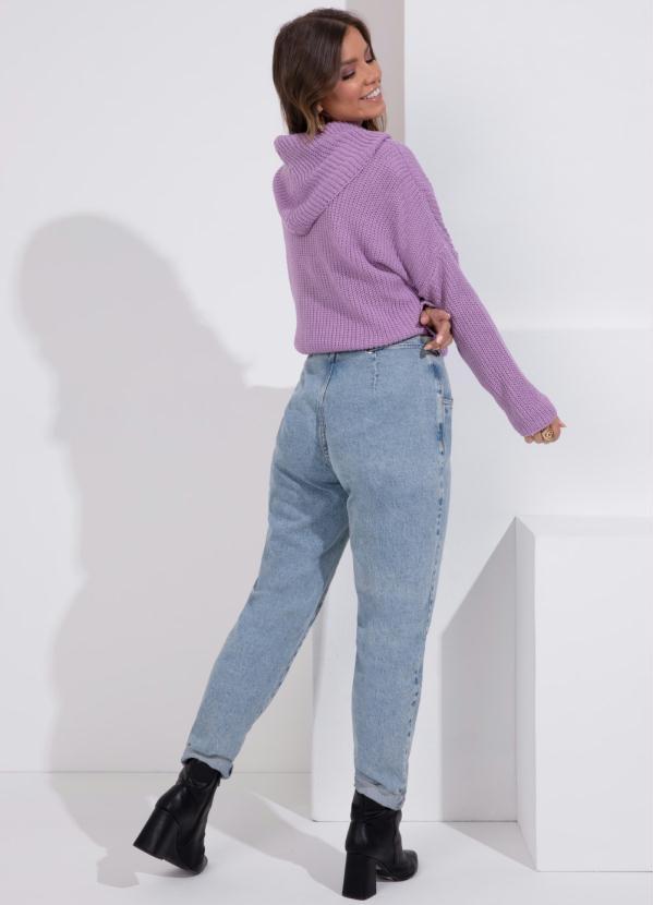 Quintess - Blusa em Tricô Lilás Alongada com Gola Alta 5