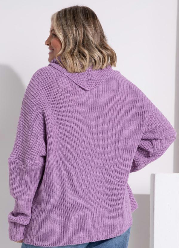 Quintess - Blusa em Tricô Lilás Alongada com Gola Alta 9
