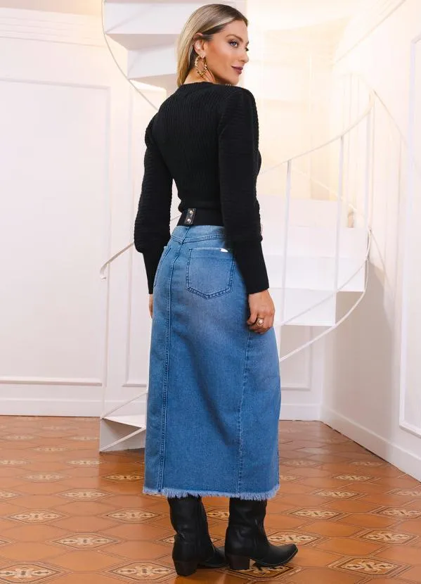 Quintess - Blusa em Tricô Preta com Punhos Largos 4