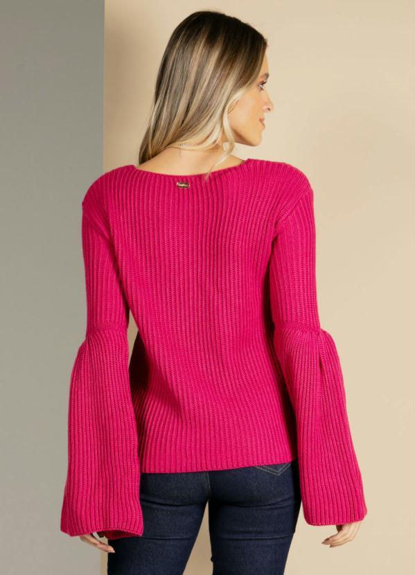 Quintess - Blusa em Tricô Rosa com Mangas Flare 2