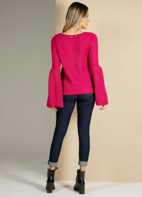 Quintess - Blusa em Tricô Rosa com Mangas Flare 4