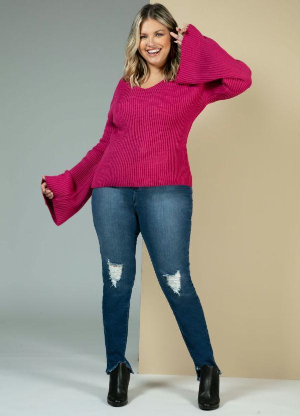 Quintess - Blusa em Tricô Rosa com Mangas Flare 7