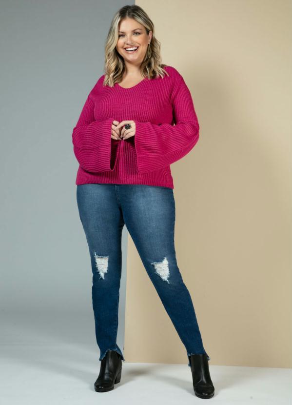 Quintess - Blusa em Tricô Rosa com Mangas Flare 9