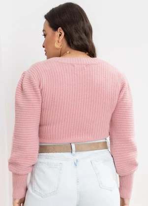 Quintess - Blusa em Tricô Rose com Punhos Largos - QUINTESS