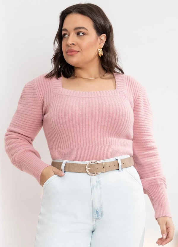 Quintess - Blusa em Tricô Rose com Punhos Largos 4