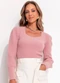 Quintess - Blusa em Tricô Rose com Punhos Largos - variação: Rose