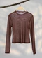 Gris - Blusa em Tule Marrom Escuro - variação: Marrom Escuro