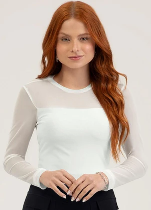 Cativa You - Blusa em Tule  Off White - CATIVA YOU