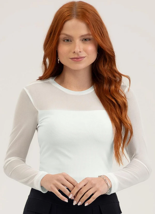 Cativa You - Blusa em Tule Off White
