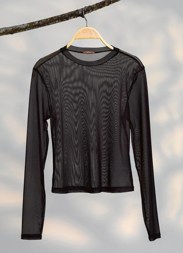 Gris - Blusa em Tule Preto
