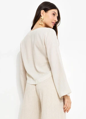You Premium - Blusa em Viscolinho Bege - YOU PREMIUM