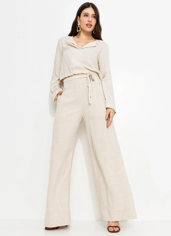 You Premium - Blusa em Viscolinho Bege 9