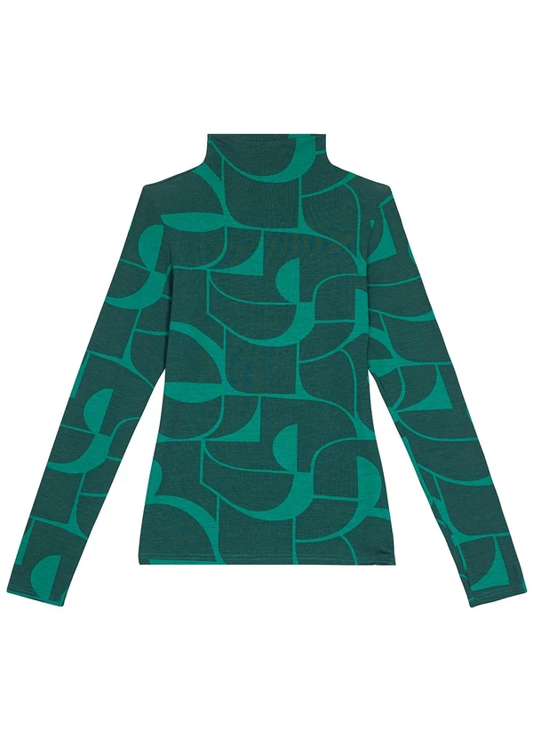 Malwee - Blusa em Viscose Abstrata Feminina Verde