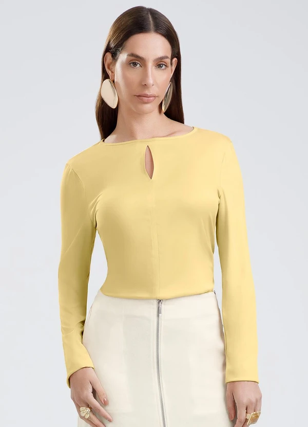 Gris - Blusa em Viscose Amarelo Claro