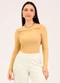 Cativa - Blusa em Viscose  Marrom Escuro - variação: Amarelo Claro